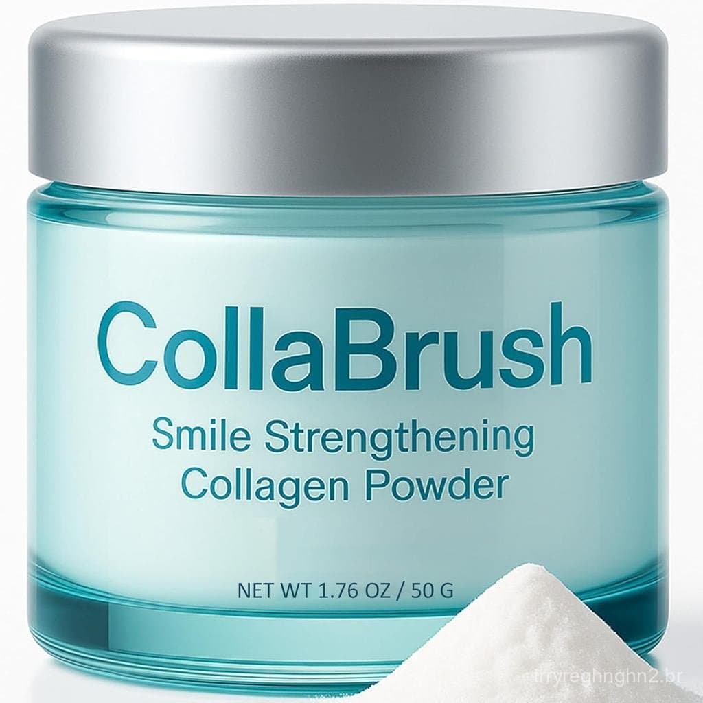 Collabrush Colágeno + Nano-Hidroxiapatita Pó Dental, Pó de Colágeno Fortificante para Cuidado das Gengivas e Esmalte, Pó