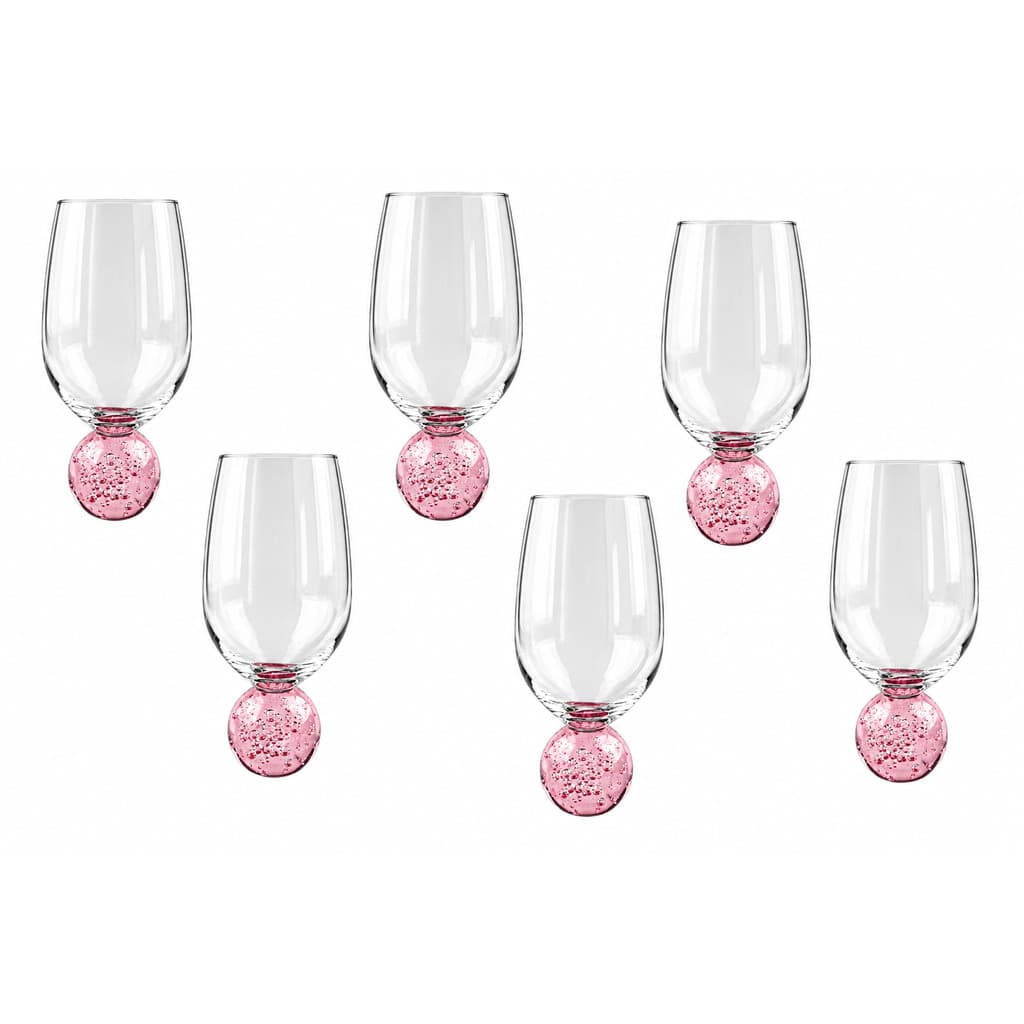 KIT 6 Taças Bubble de Vidro Base em Esfera Vinho Suco Água Drinks 400ml TUUT