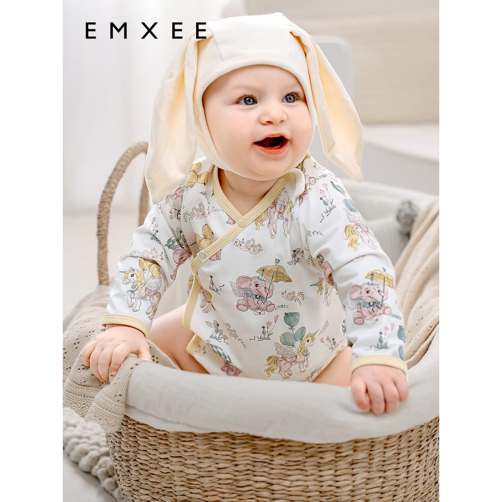 [Artist Co-Branded] Macacão de bebê Manxi primavera novo estilo vermelho camélia seda algodão macacão de bebê