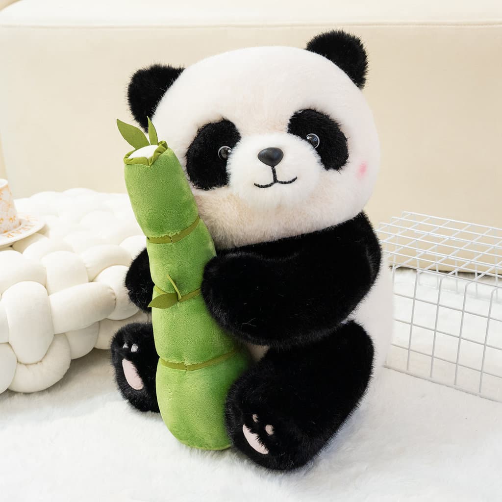 Brinquedo De Pelúcia De Panda Fofo Com Bambu Macio Boneca Lembrança De Viagem Presente De Aniversário Infantil Casa Quar
