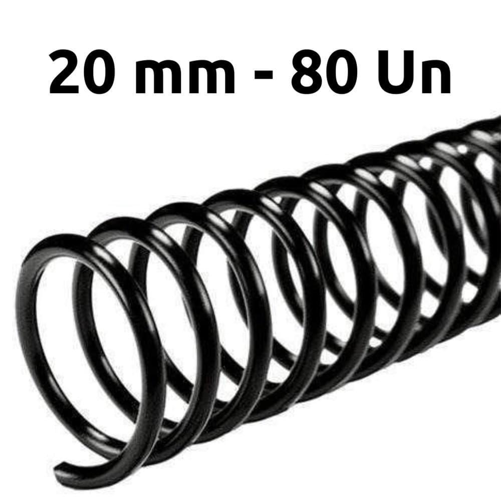 ESPIRAL 20MM PRETO PARA 120 FLS, COMBAHAMAS, 80 UN