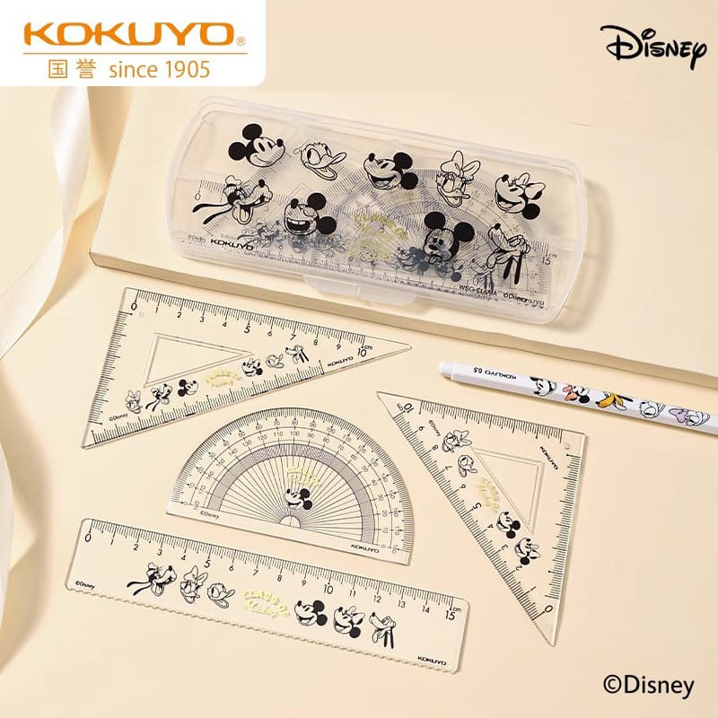 KOKUYO Disney Mickey Campus Life Ruler Cor clara Exame de biscoitos Alunos usam desenho geométrico Pintura Gráfico de me