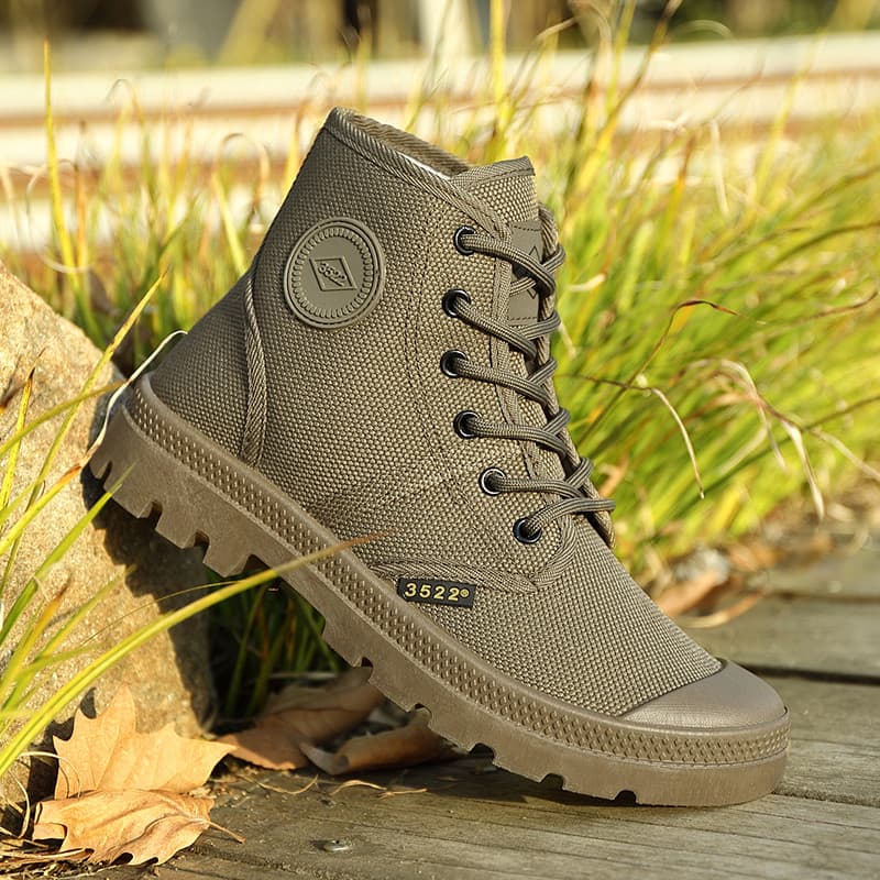 Botas Martin de verão, sapatos masculinos de lona de cano alto, botas de trabalho respiráveis ao ar livre, antiderrapant