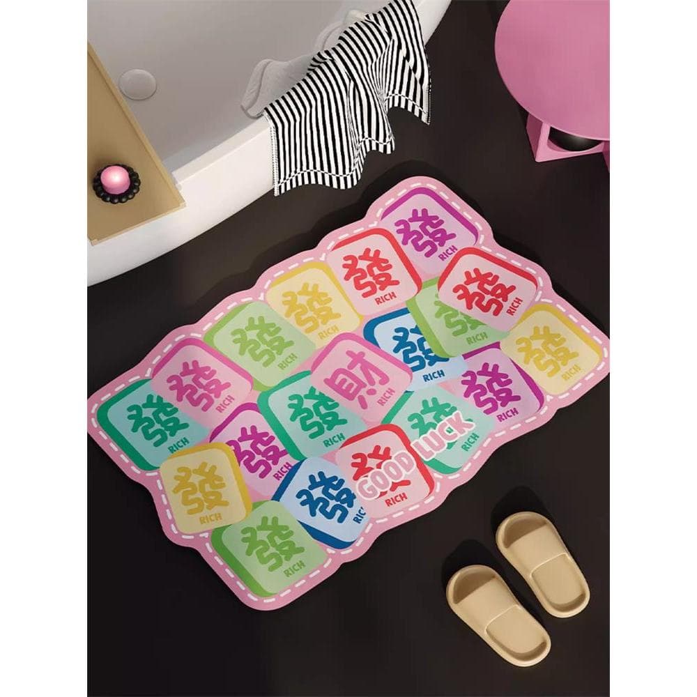 Tapete de banheiro ins tapete de porta de banheiro dopamina Mahjong tapete de porta absorvente de banheiro 2026 novo est
