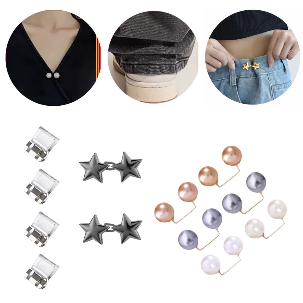 Kit Broche Alfinete Ajuste Roupas Largas Pence Cintura Calça