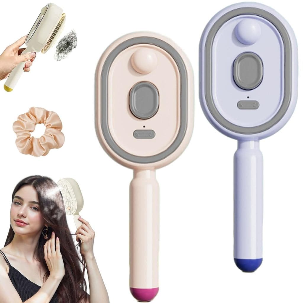 Escova Elétrica com Almofada de Ar e Pulverizador de Água, Escova a Vapor Elétrica para Cabelo, Ferramenta Capilar Portá