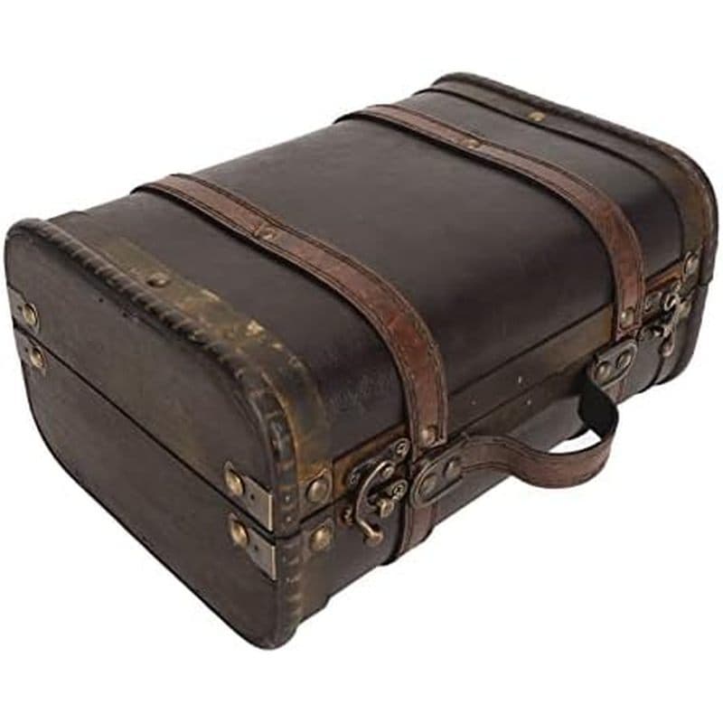 Caixa Vintage Haofy , Baú De Tesouro De Madeira Retrô Com Alça De Couro Artificial , De Armazenamento Decorativa Para Ad