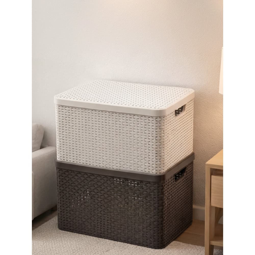 Jeko cesta de armazenamento em forma de Rattan de plástico com tampa de armazenamento crianças lanches organizador de br