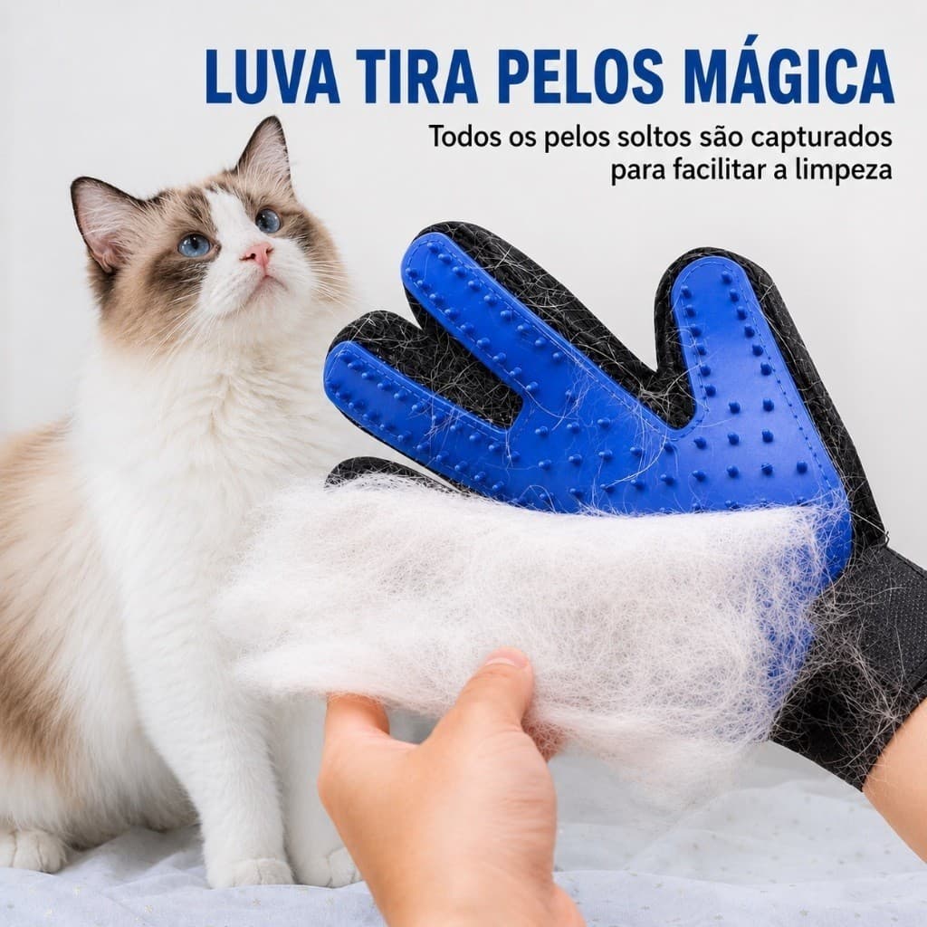 Luvas Magnéticas Nano Escova Pet Do Cabelo Do Animal – Remove Pelos de Gatos e Cachorros com Facilidade Alta Praticidade