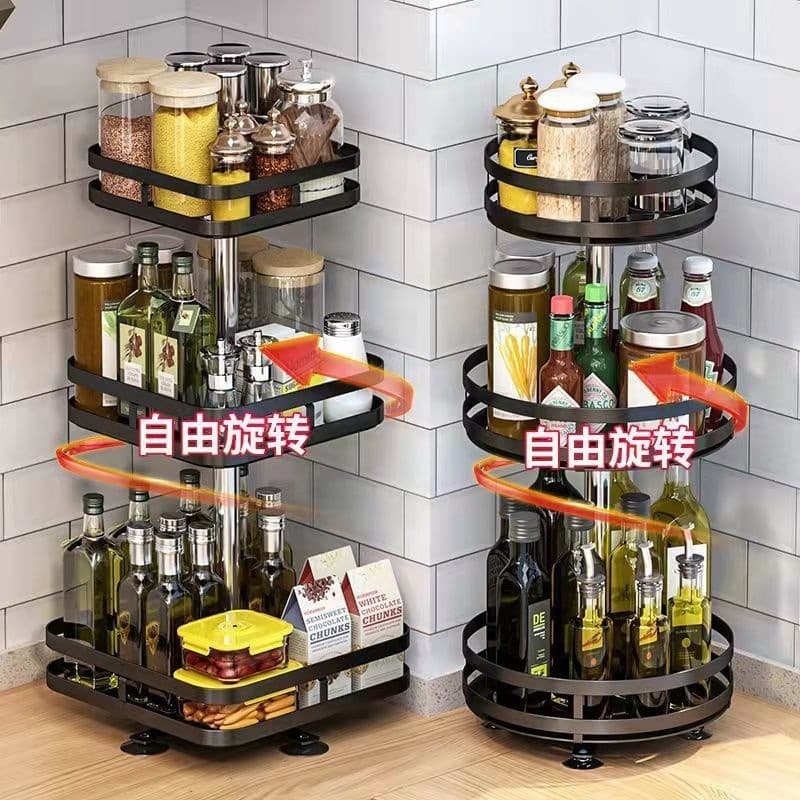 Estilo rotativo tempero rack cozinha bancada doméstica óleo sal molho vinagre armazenamento plataforma giratória cozinha