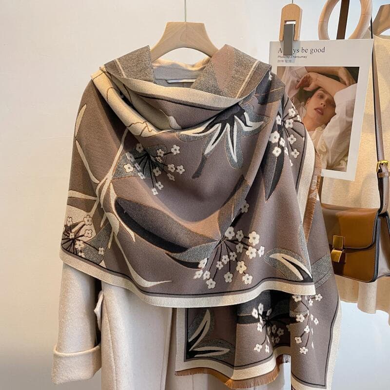 Xale Pashmina Grosso Inverno Quente Cobertor Poncho Estolas Impressão Cachecol De Caxemira Feminino Viagem Envoltórios B
