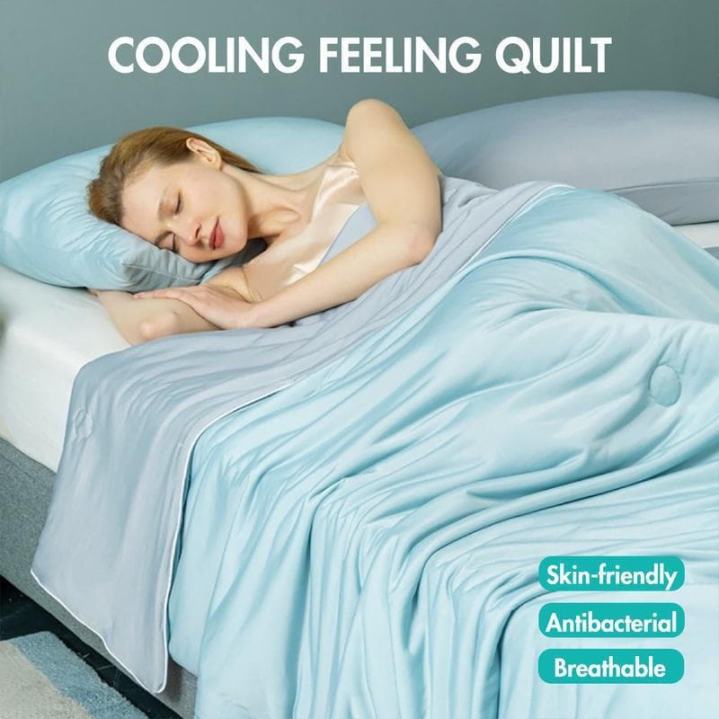 Edredom de seda gelada simples para o verão, lavável à máquina, edredom para ar condicionado, cor sólida, edredom respir