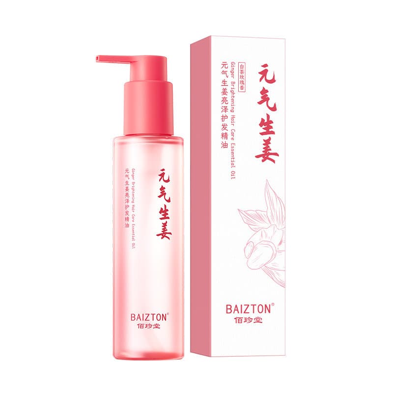 Baizhentang vitalidade gengibre brilhante cuidados com o cabelo óleo essencial melhorar o Frizz hidratante macio feminin