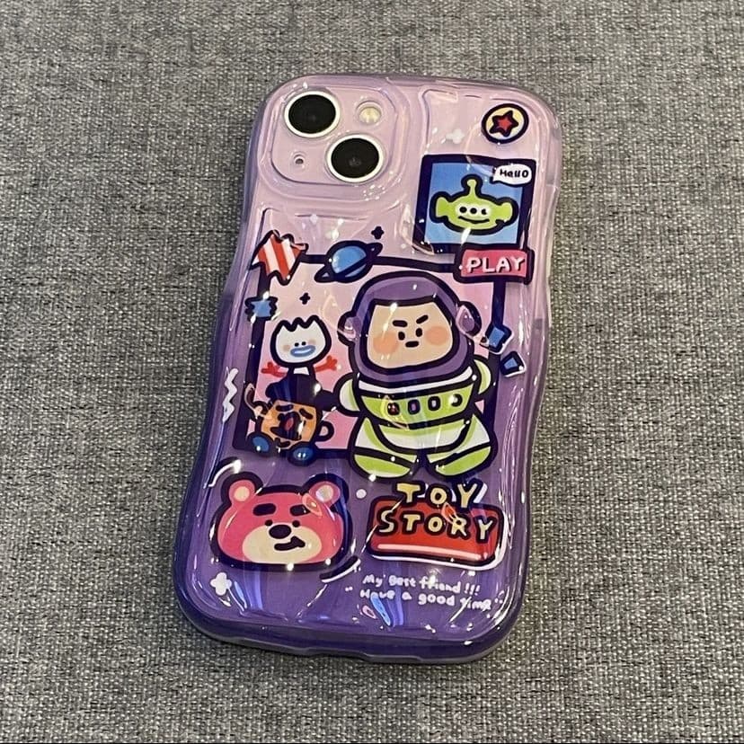 Transparente transparente roxo bonito dos desenhos animados adequado para iPhone14/13 caso de telefone Apple 12promax tu