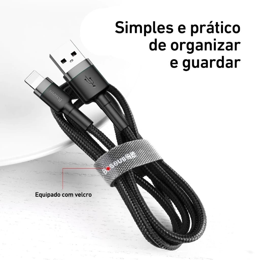 Baseus Cabo Usb p/ Lightning iPhone 2.4a 1m Trançado Reforçada Ultra Resistente