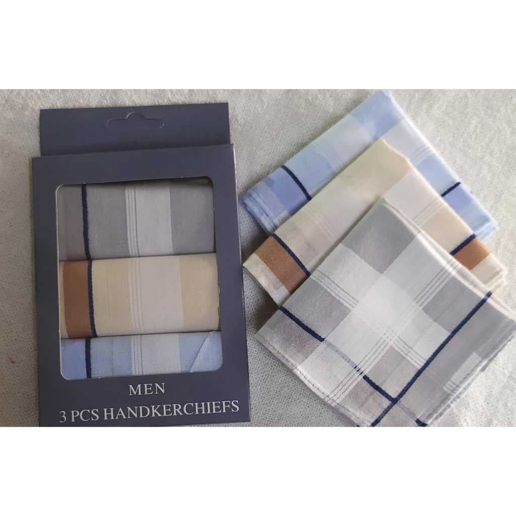 Kit 3 Lenços Masculino de bolso 100% Algodão