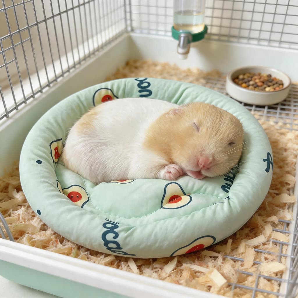 Tapete de ninho de Hamster, tapete legal de seda gelada, urso dourado dedicado, cobaia, cobaia, verão, resfriamento, fer