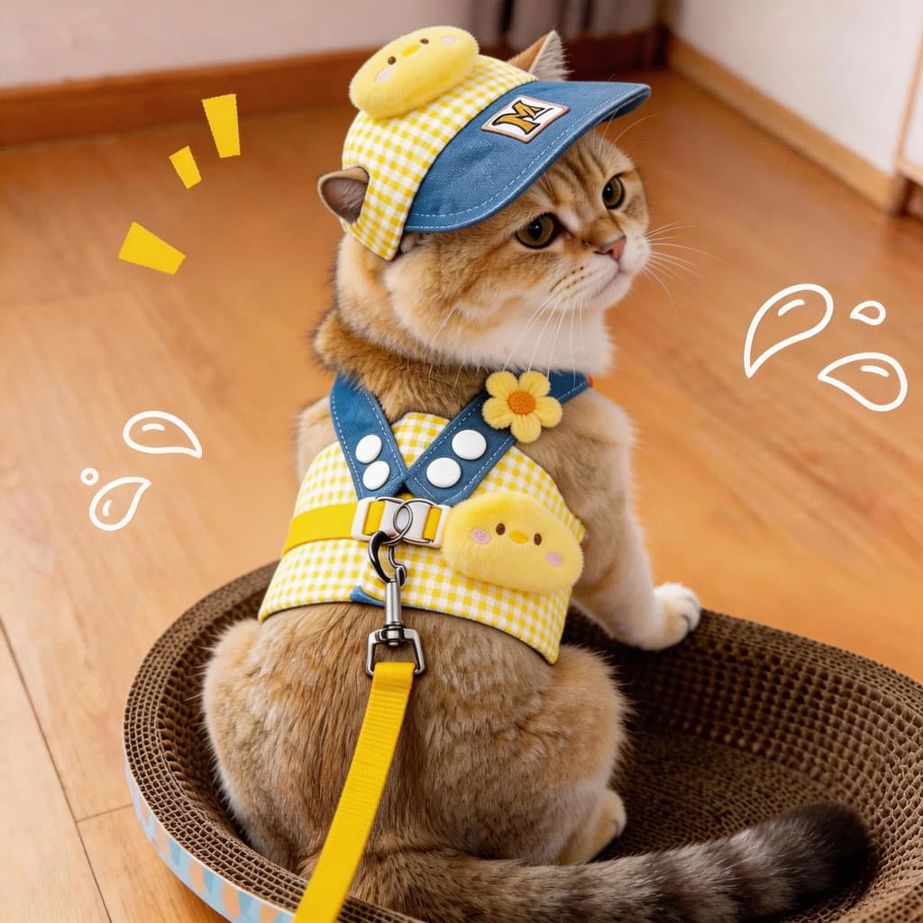Gato primavera verão cinta peito tração corda bonito chapéu de sol conjunto roupas para cães de estimação outono Outing