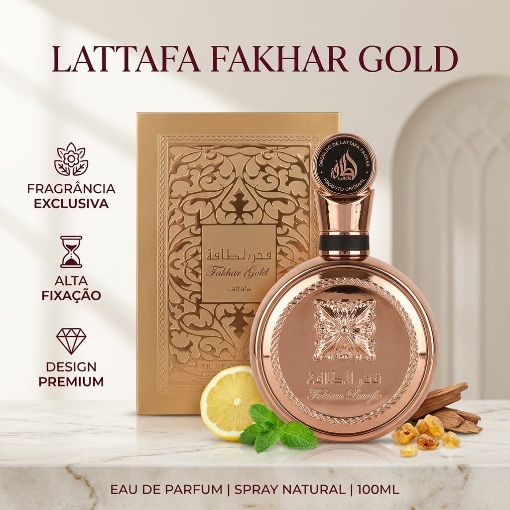 Lattafa Fakhar Gold Extrait 100ml EDP – Perfume Masculino Intenso | Luxo e Longa Duração | Original