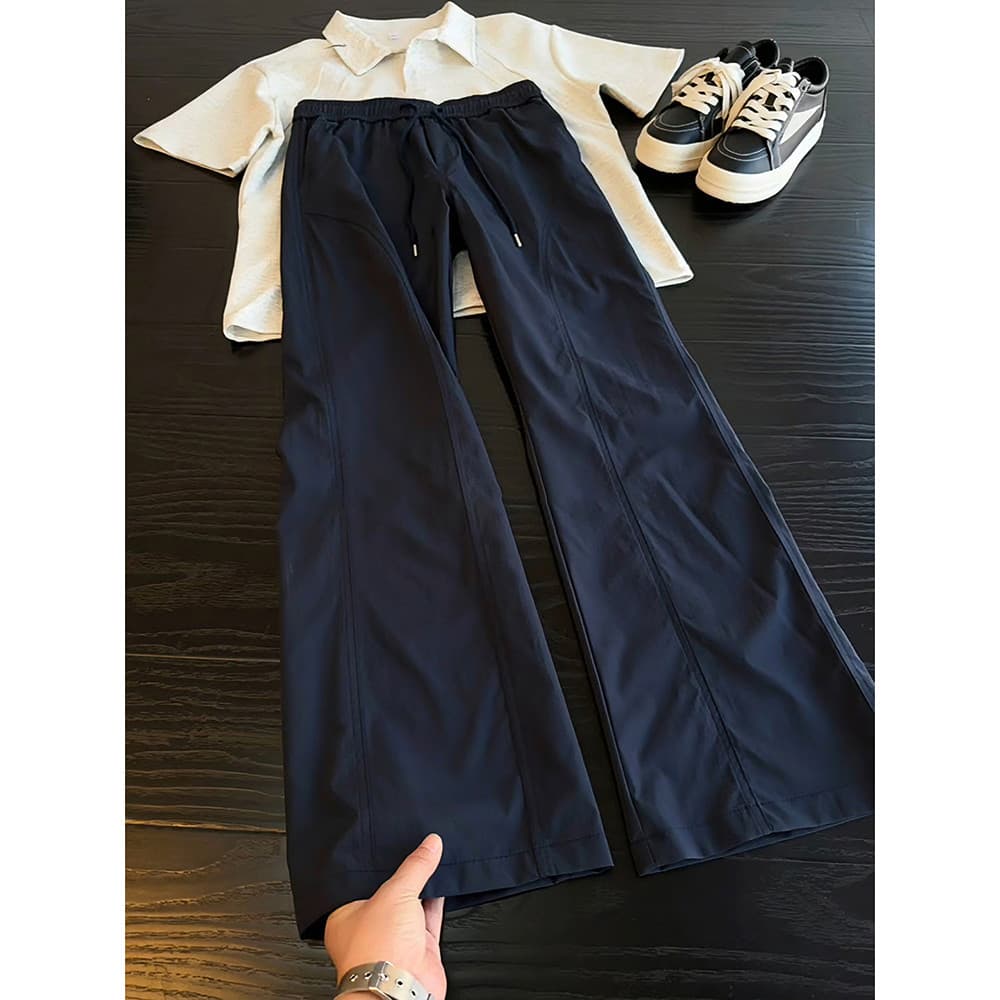 Calça masculina de secagem rápida com corte Diagonal azul marinho, estilo fino, sensação legal, protetor solar, seda gel