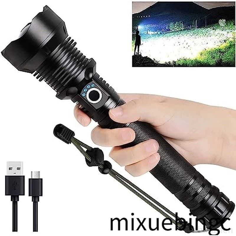 Lanterna Superbright_ Com 5 Modos & amp ; À Prova D'água_handheld_flashlight For_camping_emergências Recarregável_led_fl