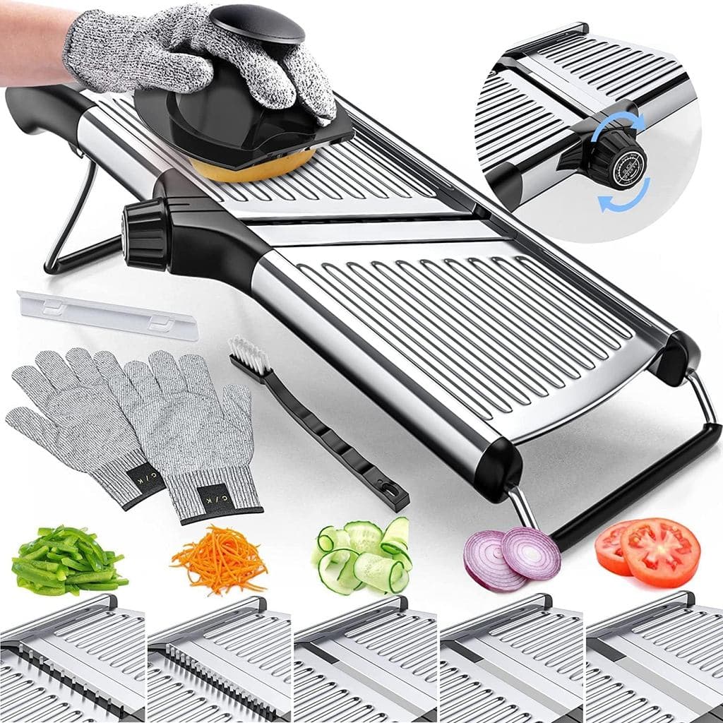 Cortador de Alimentos Ajustável Grammersey, Mandoline de Cozinha para Cortar Batatas, Tomates, Cenouras, Vegetais, Fruta