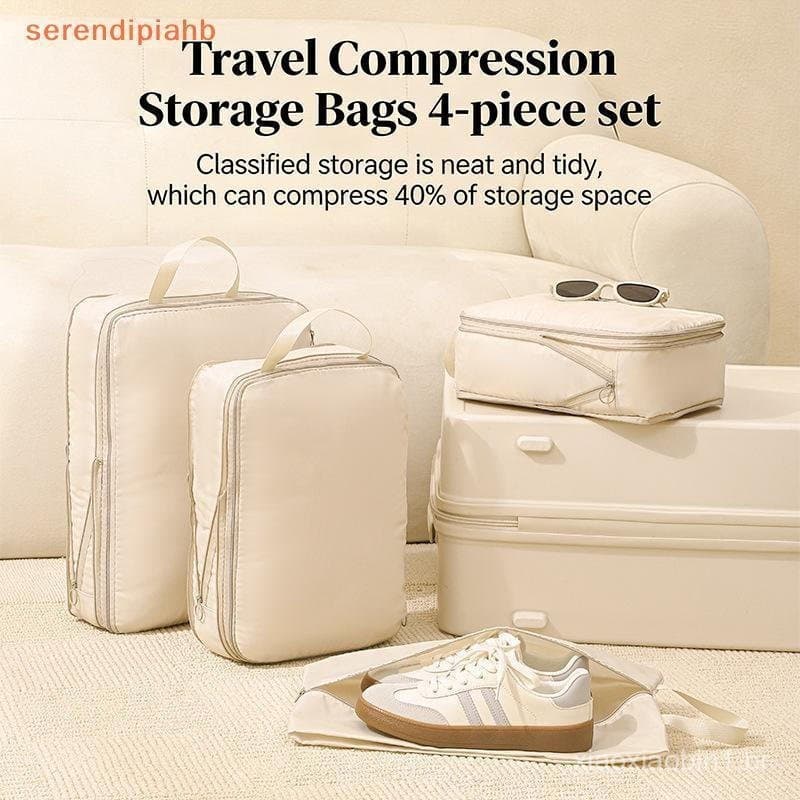 [serendipiahb] 4 Unidades De Sacos De Armazenamento De Viagem Compressivos , Com Zíper , Acessórios , Bolsas Organizador