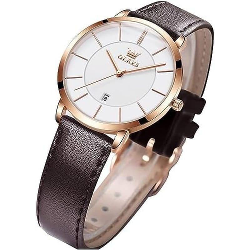 OLEVS Relógios Femininos Para Mulheres Relógio De Pulso Feminino Pulseira De Couro À Prova D'água Fino Minimalista Casua