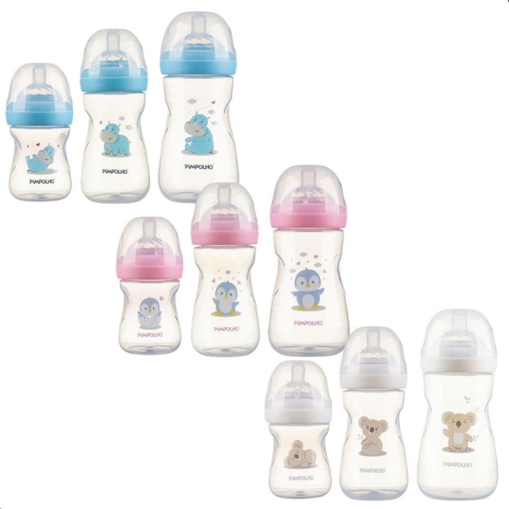Kit de Mamadeiras Serena Antirefluxo Bpa Free 150ml/260ml/330ml Pimpolho