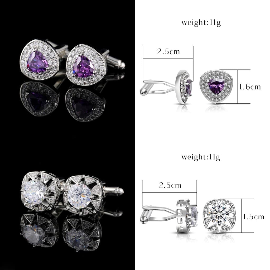 Abotoaduras francesas masculinas cobre zircão cristal manguito Studs terno de negócios camisa abotoaduras