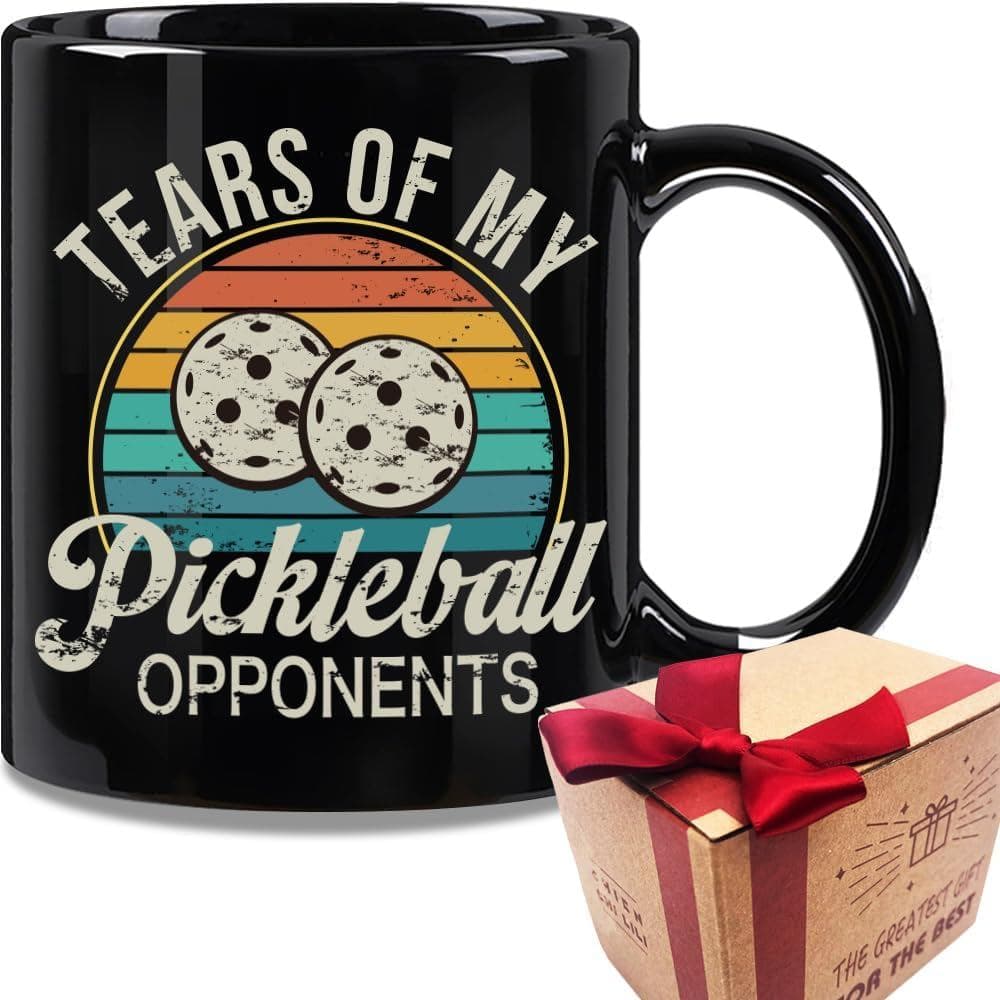 Caneca Criativa "Lágrimas dos Meus Oponentes de Pickleball" - Presentes para Amantes de Pickleball, Presentes de Anivers