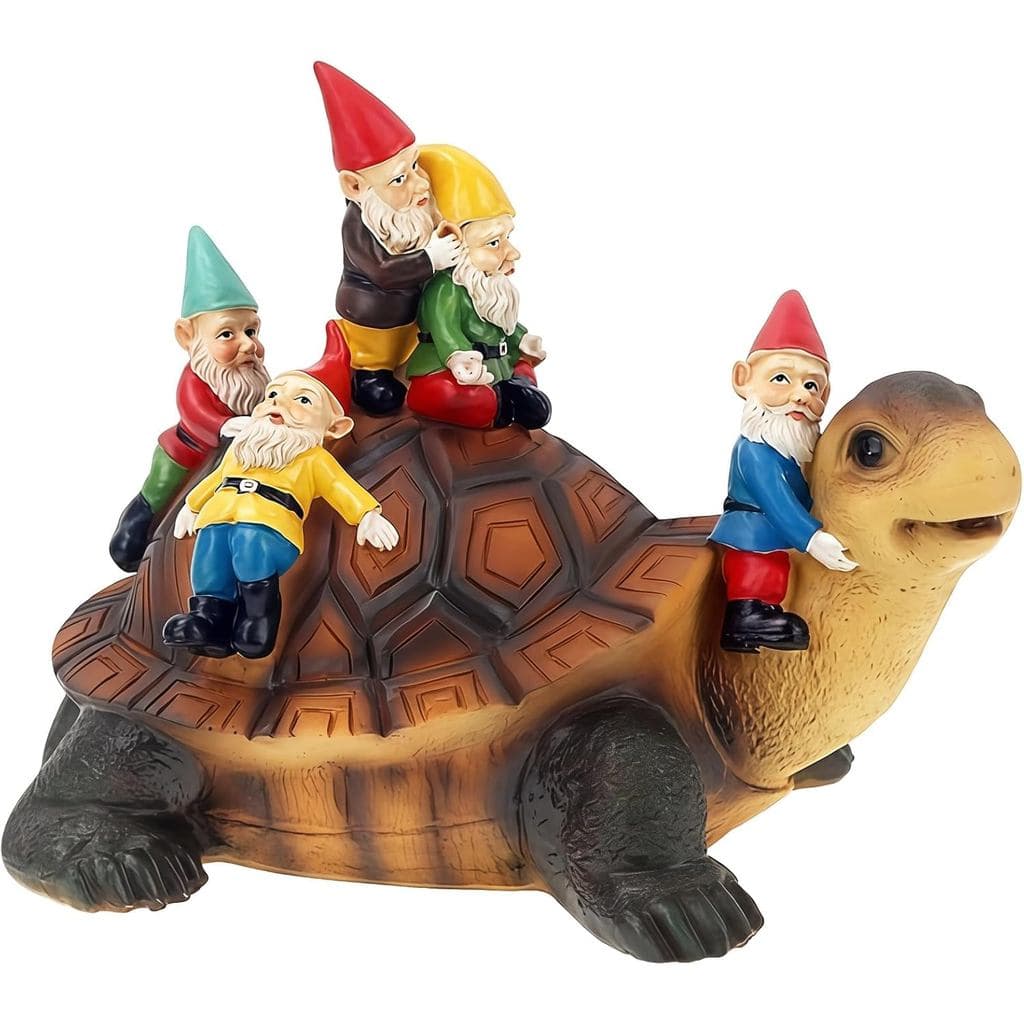 Garden Gnomes, Funny Garden Gnomes, Gnomes Riding Turtle Statue, Oudoor Garden Decor, Perfect for Festival Gifting or Ga