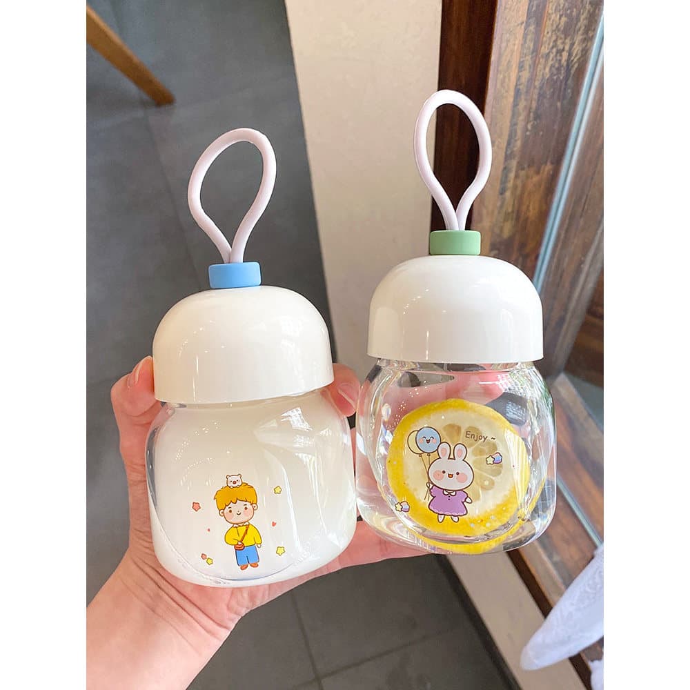 Bonito vidro menina Super bonito 260ml portátil estudante crianças garrafa de leite alto borosilicato resistente a altas