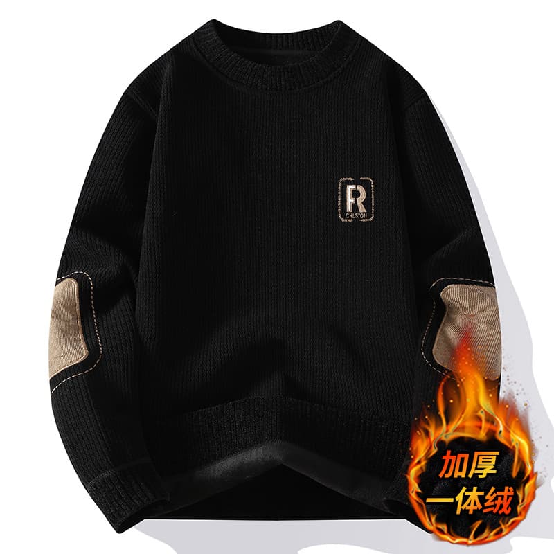 Suéter de lã de uma peça engrossado forro de lã de inverno masculino camisa de fundo quente malhas masculinas pulôver ju