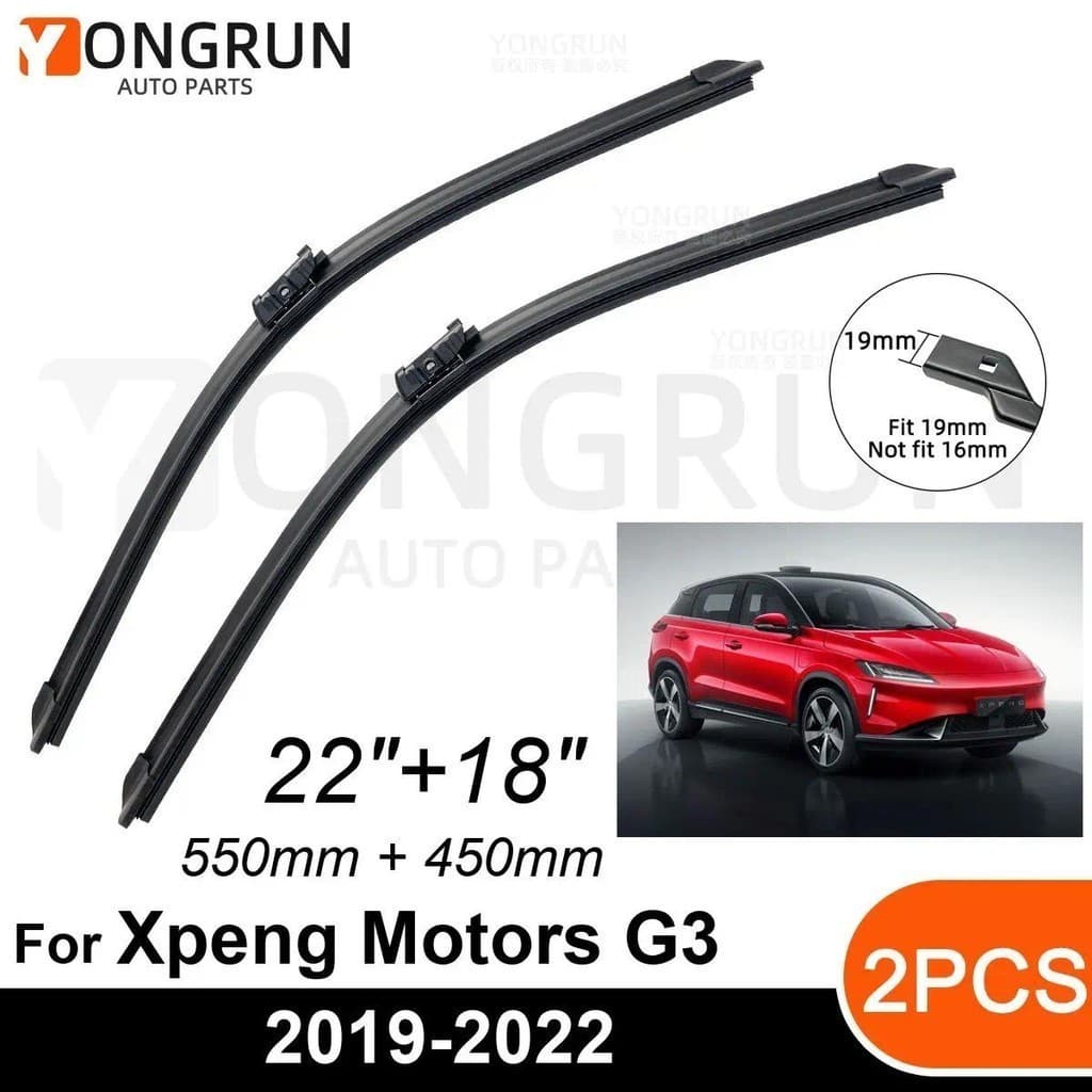 Limpadores De Para-Brisa Dianteiro De Carro , Motores Xpeng G3 2019-2022 , Lâmina De Limpador De Borracha 22 " + 18 " ,
