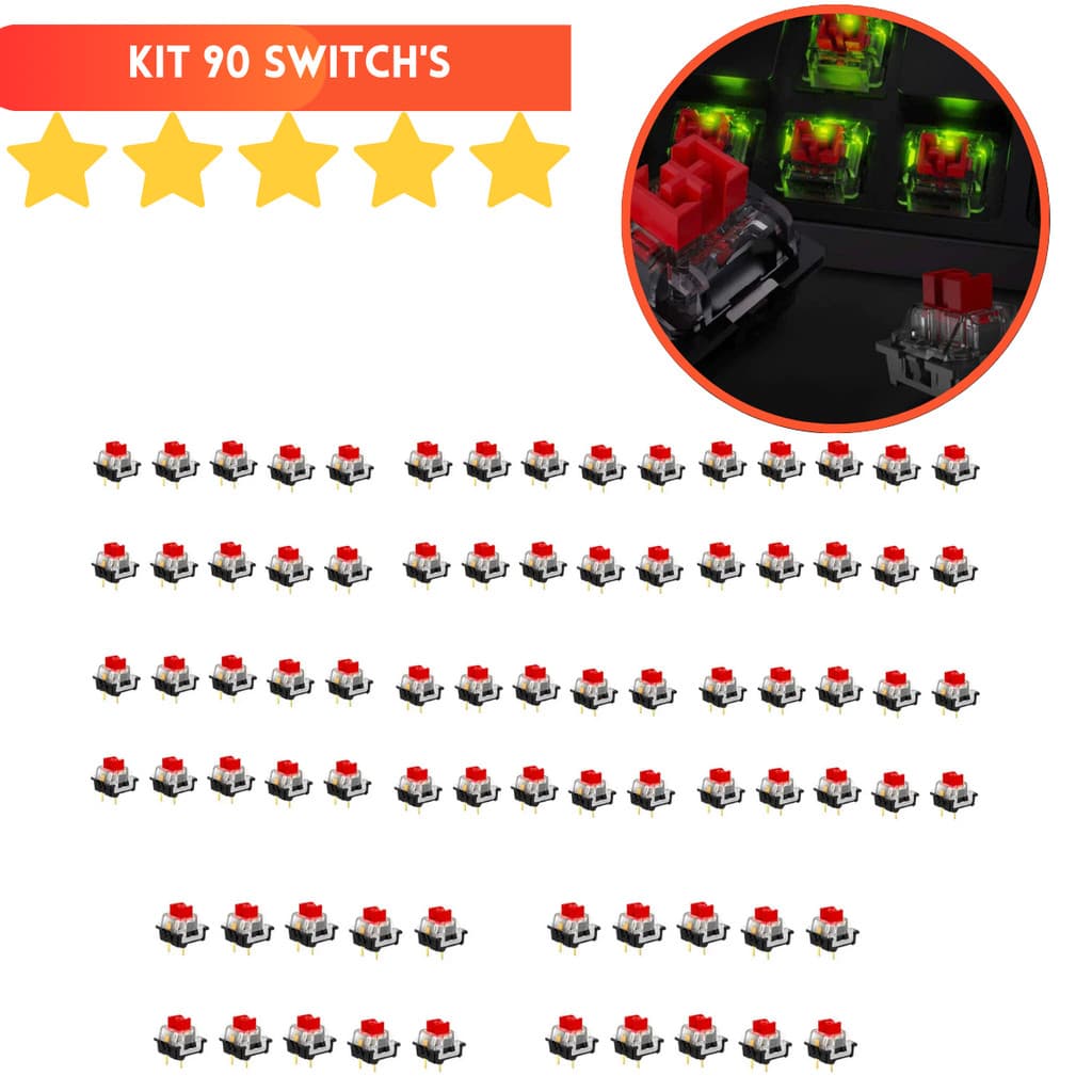 Kit 90 switch's Red Redragon Outemu para Teclado Mecânico