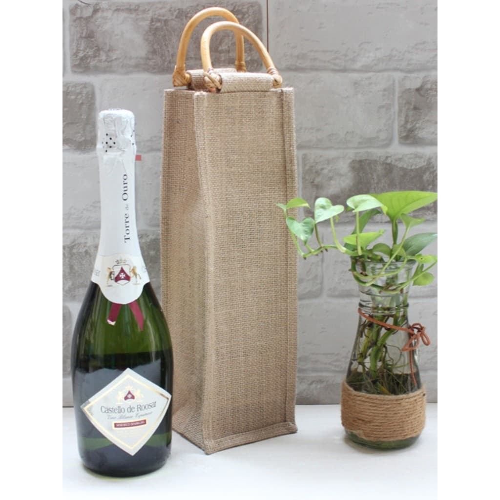 Saco de presente de vinho tinto Universal alça de Rattan portátil saco de vinho de juta único pacote duplo saco de prese