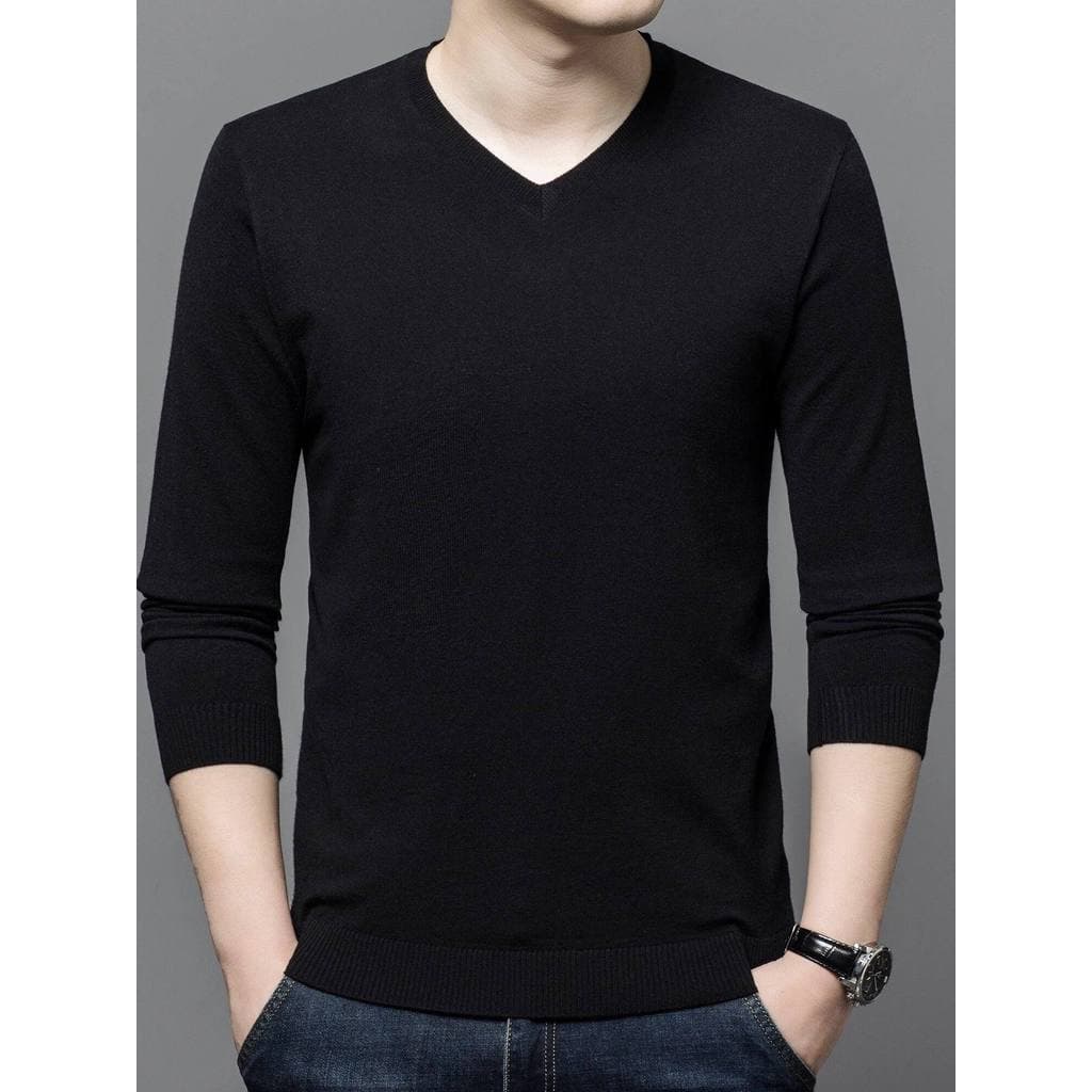 100% puro camisa de lã pesada masculina primavera outono com decote em V estilo fino Earl novo estilo cidade moletom de