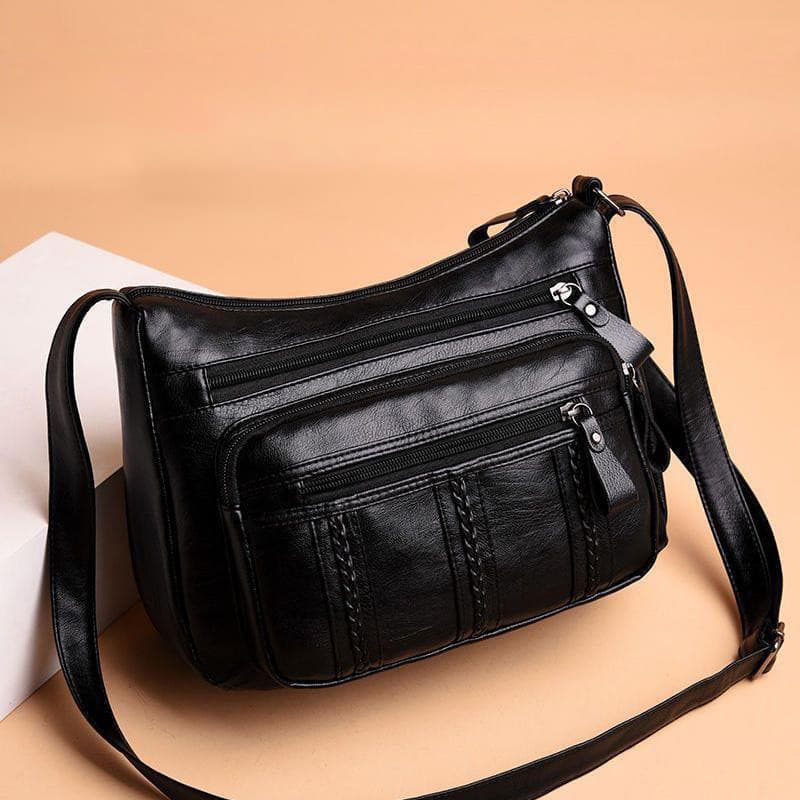 Outono inverno novo estilo All-Match atmosférico de meia-idade bolsa feminina mãe Multi-camada de couro macio ombro