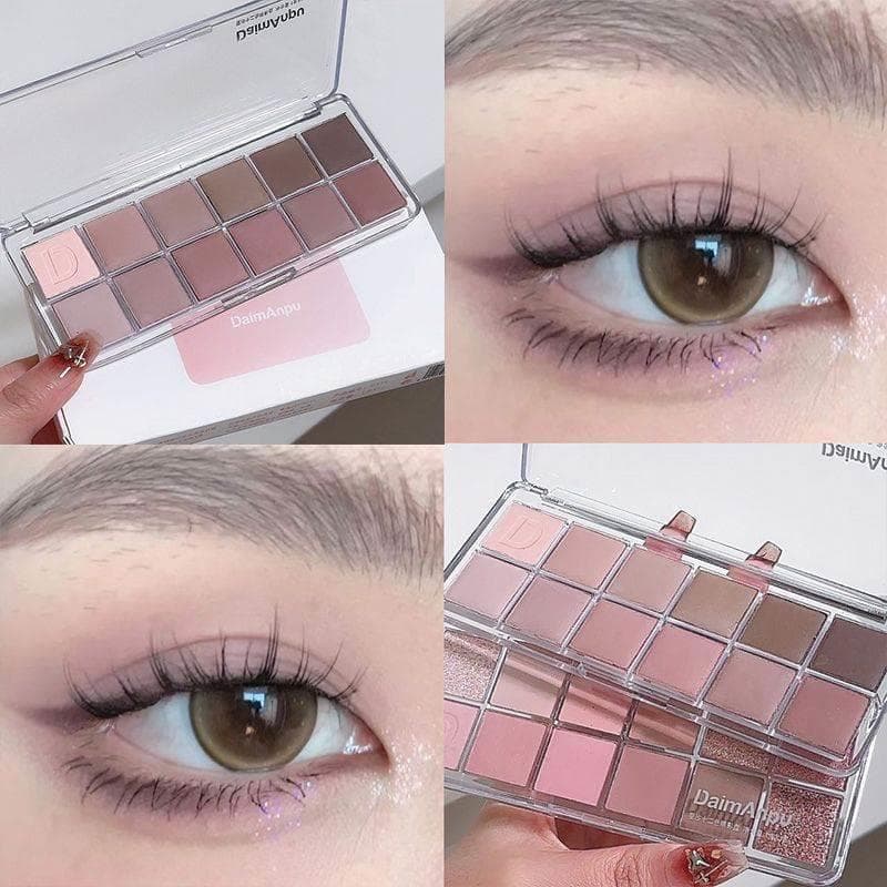 Linda ~ doze cores paleta de sombras cinza pó paleta de cimento fosco esfumaçado maquiagem terra cor diária luz paleta d