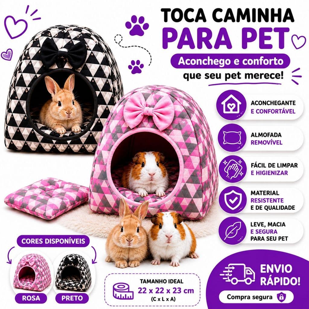 Caminha Pet Pequena Modelo Toca Para Coelhos e Porquinhos da Índia