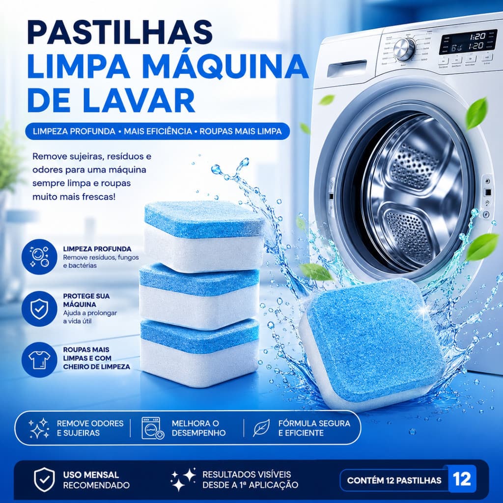 Pastilha de Sabão Máquina de Lavar Kit 2/6/12/24 Cápsulas Lavagem Prática Compacta Pronta Entrega