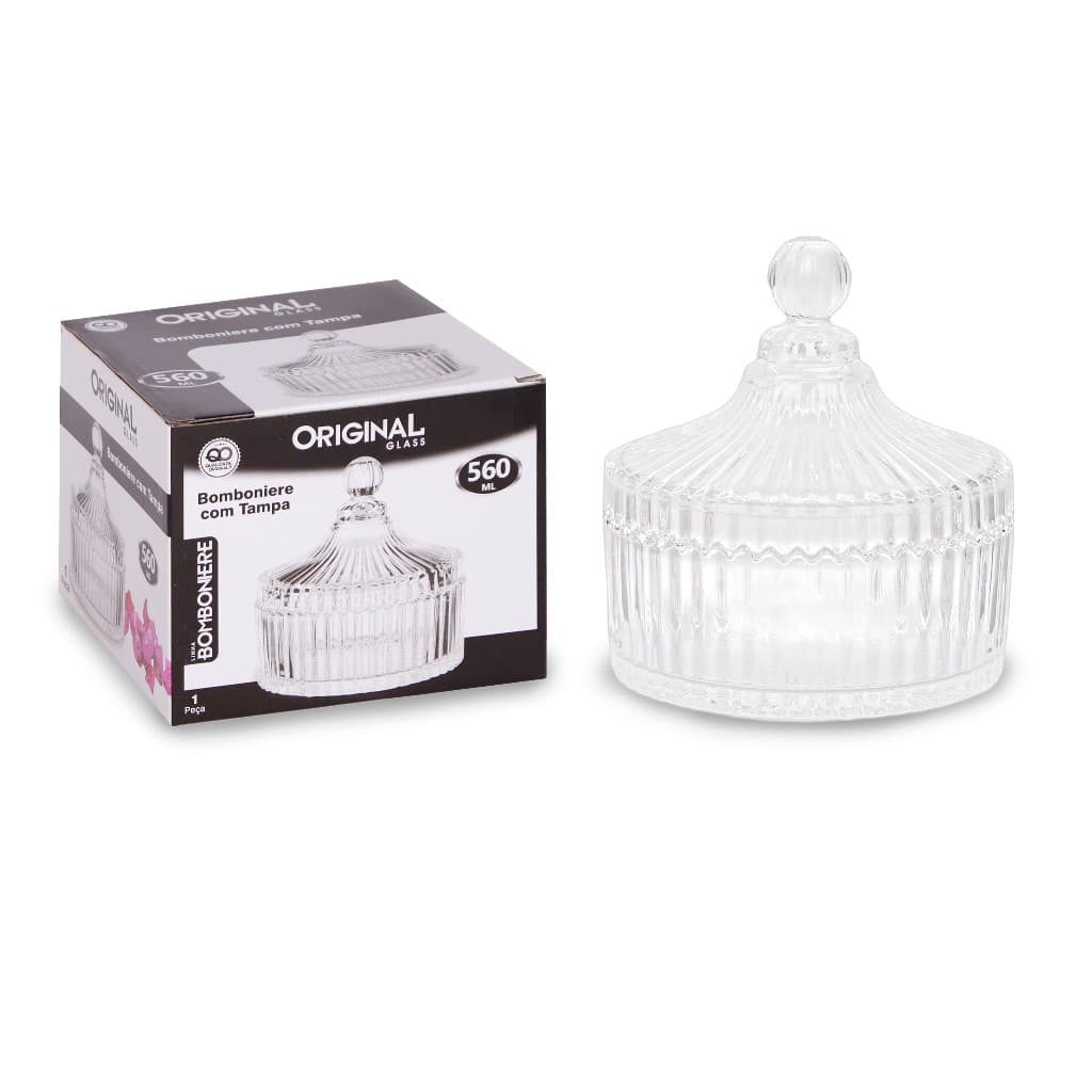 Bomboniere Baleiro Porta Doce Vidro Luxo Potiche Decorativo 560ml