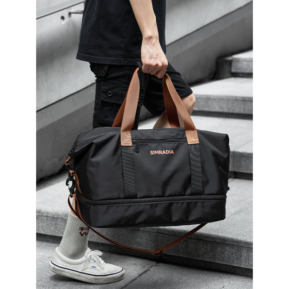 Bolsa de viagem portátil de grande capacidade, bolsa de natação masculina, separação seca e molhada, bolsa de ginástica,