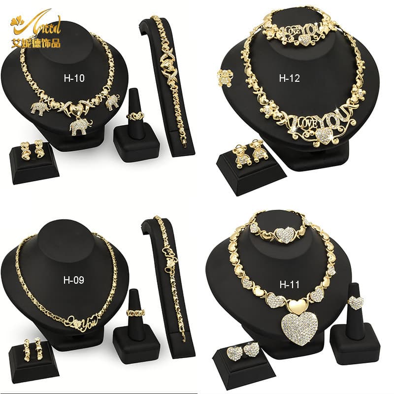 24K conjunto de jóias de noiva banhado a ouro Dubai colar de casamento colar pulseira anel conjunto muçulmano senhoras j