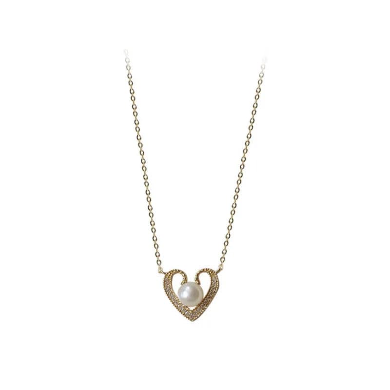 [s925 prata esterlina amor colar feminino luz francesa luxo pérola zircão pingente] nicho Design High-End clavícula corr