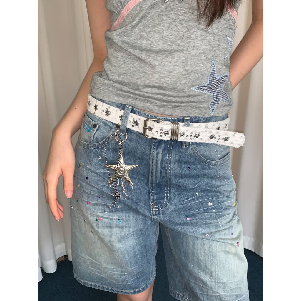 cinto feminino plus size cinto feminino American Niche y2k Lantejoulas Estrela Cinto Design Feminino Sinta Cinto Sem Per