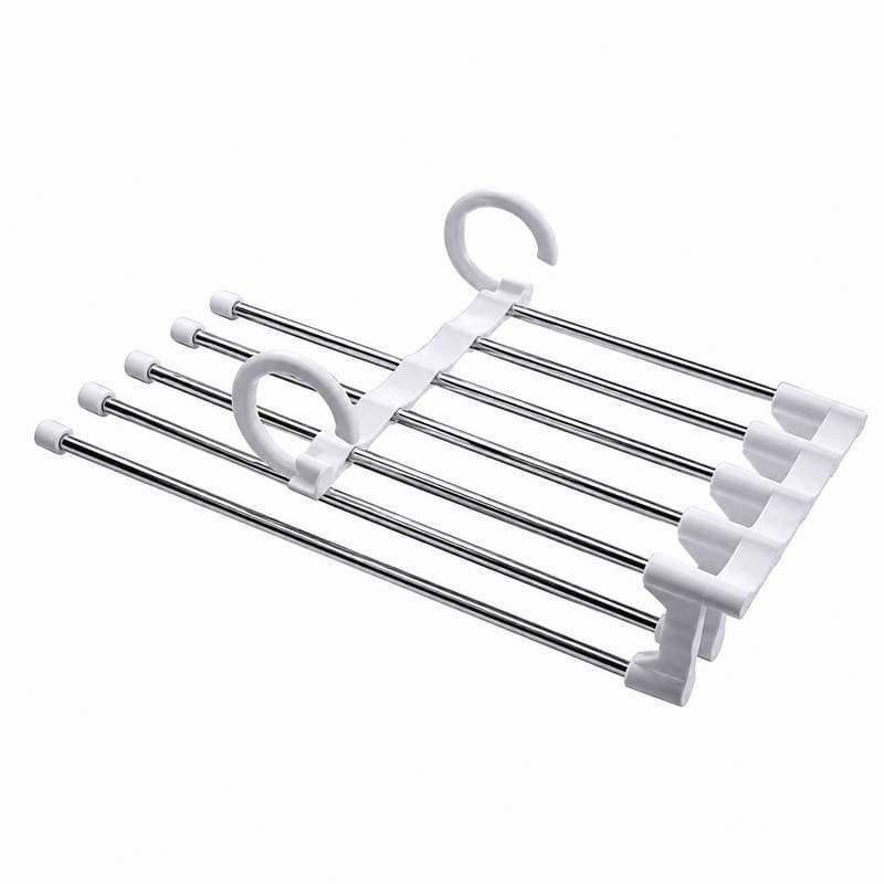 Kit 03 Cabides Organizador 05 Divisórias Para Calças Saias Gravatas