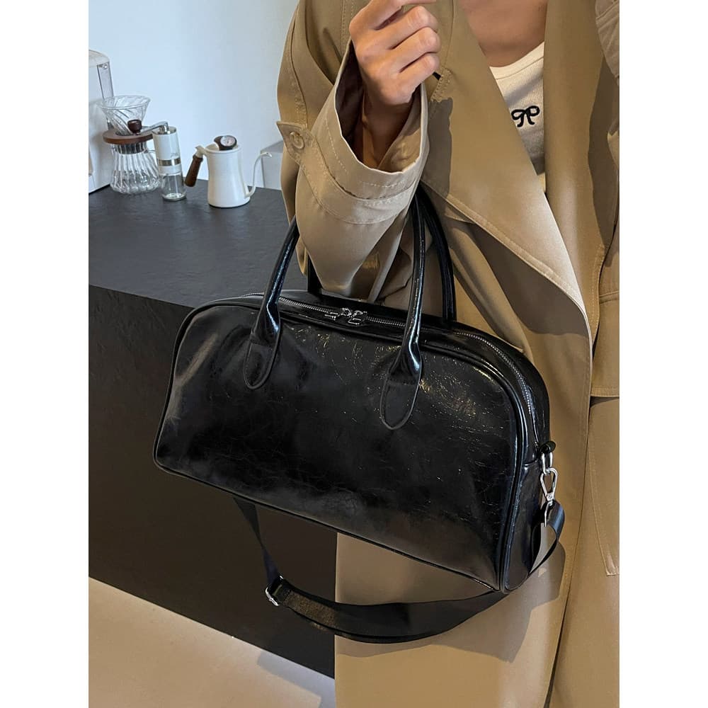 Bolsa de textura de couro feminina 2025 novo estilo grande capacidade Casual bolsa de armazenamento de viagem Commuter b