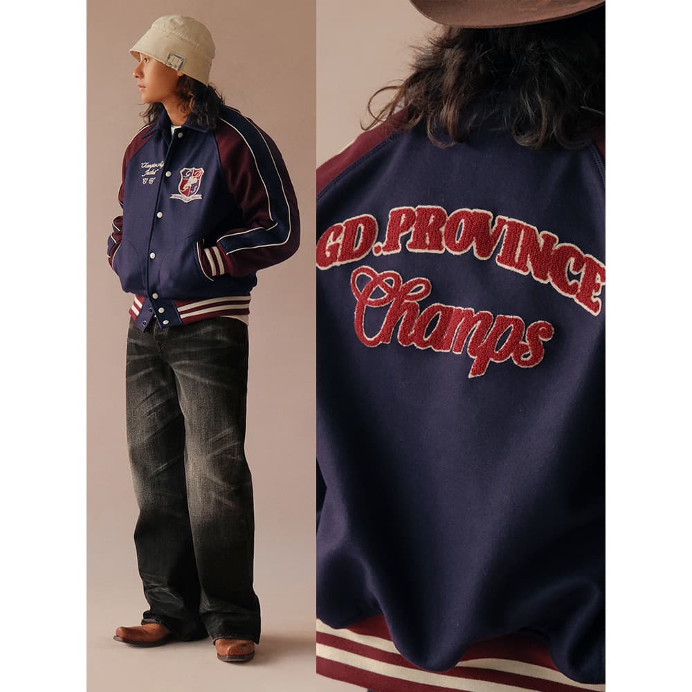 800g mistura de lã hera costura formal manga Raglan campeão Retro uniforme de beisebol jaqueta MBBCAR estreito